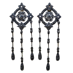 Máxi Brincos de Prata 925 com Marcassitas 7,3 cm