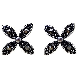 Brinco de Prata 925 Florzinha com Marcassitas