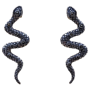 Brinco Cobra Serpente de Prata 925 Trabalhada com Marcassitas