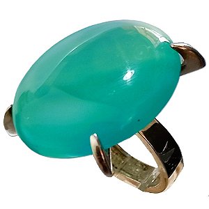 Máxi Anel de Prata 925 e Calcedônia (Ágata Blue) No.20