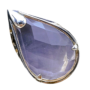 Anel de Prata 950 Gota de Quartzo Rosa No. 20