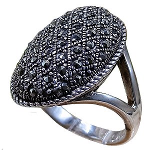 Anel de Prata 925 Oval com Marcassitas No. 19/20