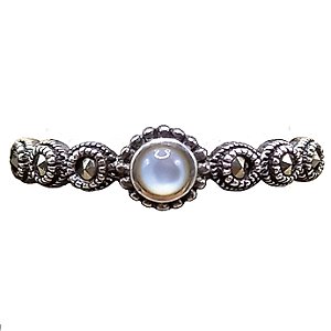 Anel De Prata 925 Com Marcassitas e Madrepérola No. 19