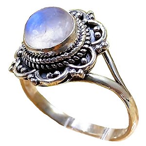 Anel De Prata 925 Com Pedra da Lua Natural Original No. 18