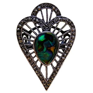 Máxi Anel de Prata 925 Marcassitas e Abalone No. 17/18