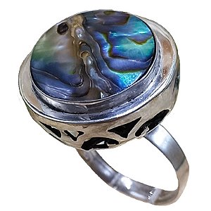 Anel Imperial De Prata 925 Com Abalone (aro regulável 14 a 22)