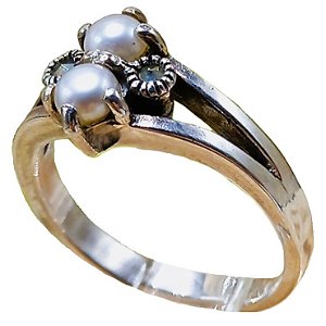 Anel De Prata 925 Com Marcassitas e Pérolas de Água Doce No. 16