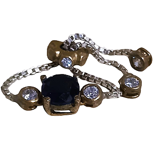 Anel Turco de Prata 925 e Bronze Veneziana Preto e Cristal - Aro Regulável