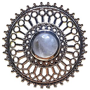 Anel Mandala De Prata 925 Com Pedra da Lua