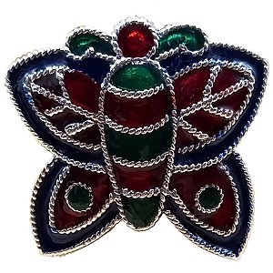 Anel de Prata 925 Borboleta Vitral