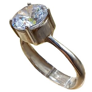 Anel Solitário de Prata 925 com Zircônia 9mm