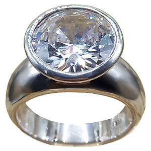 Anel Solitário de Prata 925 com Zircônia 12mm