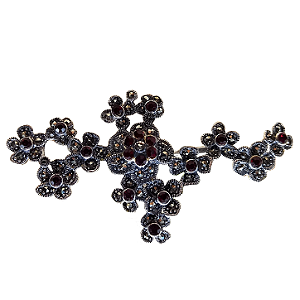 Máxi Anel Flores de Prata 925 Marcassitas e Zircônias Vermelhas