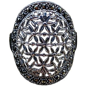 Anel Florezinhas De Prata 925 Com Marcassitas