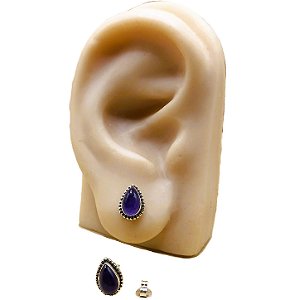 Brinco Gota De Prata 925 Com Pedra Natural Ametista