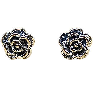 Brinco de Prata 925 Flor Florzinha Envelhecida 8,5 mm
