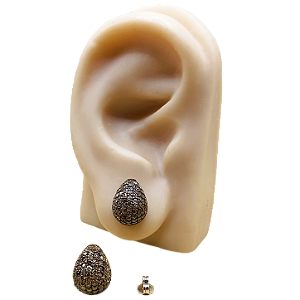 Brinco Turco de Prata 925 e Bronze Gota Cristal 5g