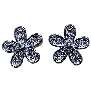 Brinco de Prata 925 Flor Florzinha Brilhante 8mm
