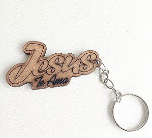 Chaveiro Religioso Jesus te amo Mdf Branco ou Natural