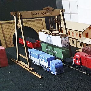 Guindaste Móvel Grua Portainer Container  - Ho 1:87 Maquetes/ Modelismo mdf p/ Pintura