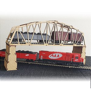 Ponte Metálica c Pilares para maquetes de ferromodelismo - Ho 1:87 / mdf p/ Pintura