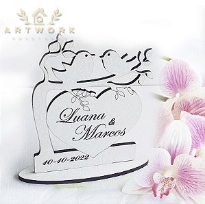 KIT Decoração De Mesa Casamento/ Bodas Personalizada Mdf Crú Arvore.