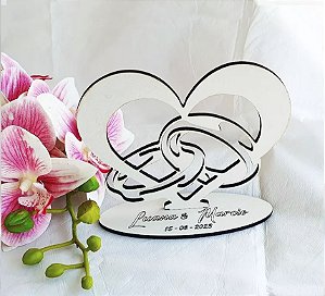 Decoração De Mesa Casamento/ Bodas Personalizada Mdf Crú Coração