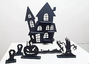 Kit Decoração de Festa Halloween Porta Doce p/ Mesa.