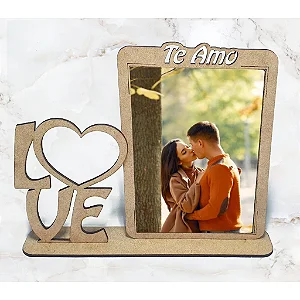 Porta Retrato Love Foto 15x10 Em Mdf Crú