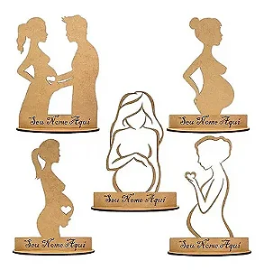 Enfeite de mesa Grávida Chá De Bebê Batizado Personalizada Mdf.