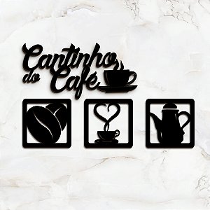 Kit Quadros Placas Letreiro Em Mdf Decoração Cantinho Do Café 4 peças Corte Laser