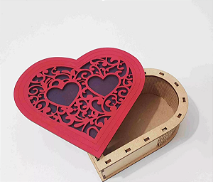 Caixa Coração Bomboniere Dia dos Namorados Amor Love Mdf Crú