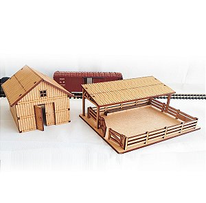 Fazendinha Maquete Curral e Celeiro Modelismo Ho 1/87