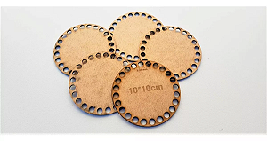 Base Cachepô Mdf Crochê Artesanato Malha 10cm Redonda.