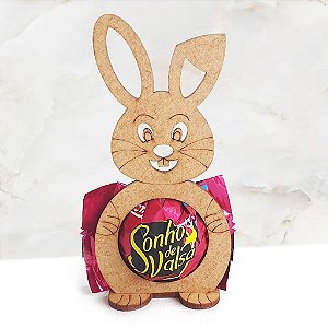 Kit Porta Bombom de Coelho Fofinho para Páscoa Decoração Rústica Casa Enfeites em MDF Festas e Eventos