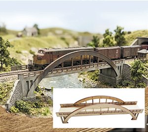Ponte em Arco para Maquetes Dioramas e Ferromodelismo Trem- Escala Ho 1:87 / mdf p/ Pintura