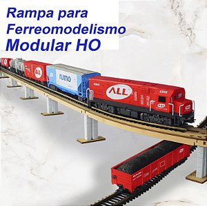 Bases Para Rampa Modular Ferreomodelismo Trem Escala HO 1/87 para Maquetes Dioramas