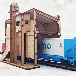 Terminal de Grãos pré Moldado Moderno escala HO 1/87 Ferromodelismo/ Maquetes/ Dioramas p/ Pintura