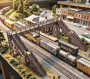PASSARELA DE PEDESTRES MODULAR FERROMODELISMO ESCALA HO 1;87 MAQUETES E DIORAMAS P PINTURA