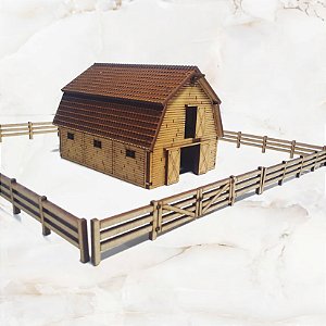 Celeiro c/ cerca Fazendinha escala HO 1;87 mdf corte Laser Ferreomodelismo/ Maquetes/ Dioramas p/ Pintura