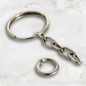 Kit Argola 24 mm. com Corrente + Elo 8mm  para Chaveiro
