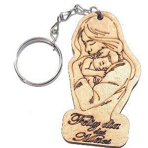 Chaveiro Lembrancinha Feliz Dia das Mães com Bebê Presente Mdf