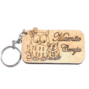 Chaveiro Lembrancinha Feliz Dia das Mães Corujinha Flor Presente Mdf