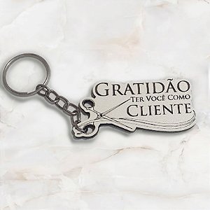 Chaveiro  Cabelereiro, Manicure, Salão de Beleza Mdf Branco Corte Laser Gratidão Ter Você Com Cliente