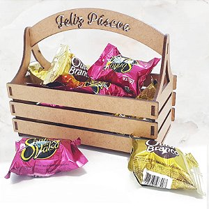 Kit Cestinha Feliz Páscoa para bombons Coelho Celebrações Eventos MDF Corte Laser