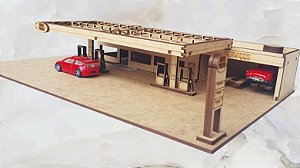Posto de Combustível Moderno escala DOBRO H0 1;43 mdf corte Laser Ferromodelismo/ Maquetes/ Dioramas p/ Pintura