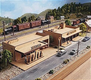 Posto de Combustível escala DOBRO H0 1;43 mdf corte Laser Ferreomodelismo/ Maquetes/ Dioramas p/ Pintura