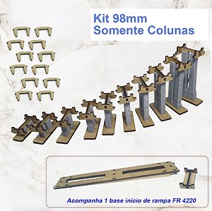 Kit Colunas para rampa ferreomodelismo escala H0 1/87 59 peças 98mm. "SEM BASES" inclinação 2 graus