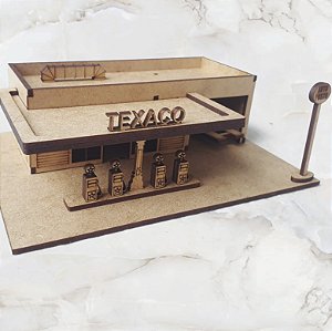 Posto de Combustível escala H0 1;87 mdf corte Laser Ferromodelismo/ Maquetes/ Dioramas p/ Pintura