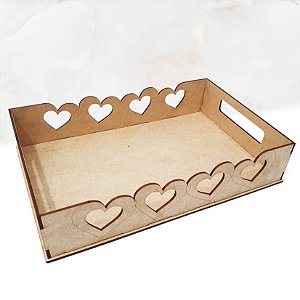 Kit Bandejas Mdf Cru Coração p/ Cestas Café da Manha Dia Das Mães/ Dia dos Pais/ Dia dos Namorados